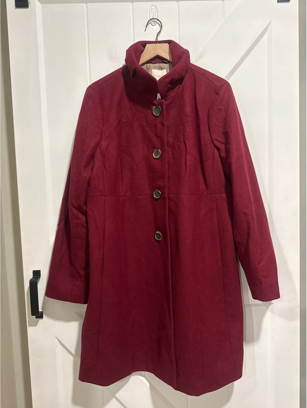 "NWT" J.Crew Women's Burgundy Wool Blend Coat Size 20